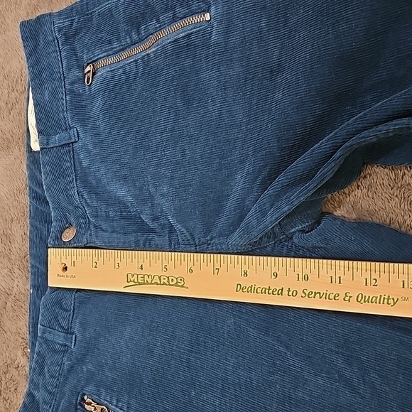 Woolrich Blue Teal Jeans Corduroy Pants Zip Slash Pockets Stretch Cotton  Size 8 - Picture 7 of 10